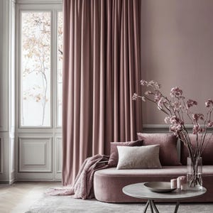 Lavender velvet curtains living room / Custom lilac blackout bedroom / Violet velvet mid century panel / Modern Extra long retro drapes