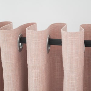2 panel Custom blackout curtains dust pink / Cute Pink blackout curtain panels nursery / Burlap blackout drapes for bedroom / Linen curtains