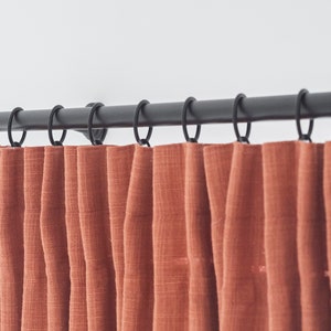 2 panel Custom linen blackout curtains terracotta /  Rust Red pinch pleat drapes / Farmstyle burlap curtains for bedroom or living room