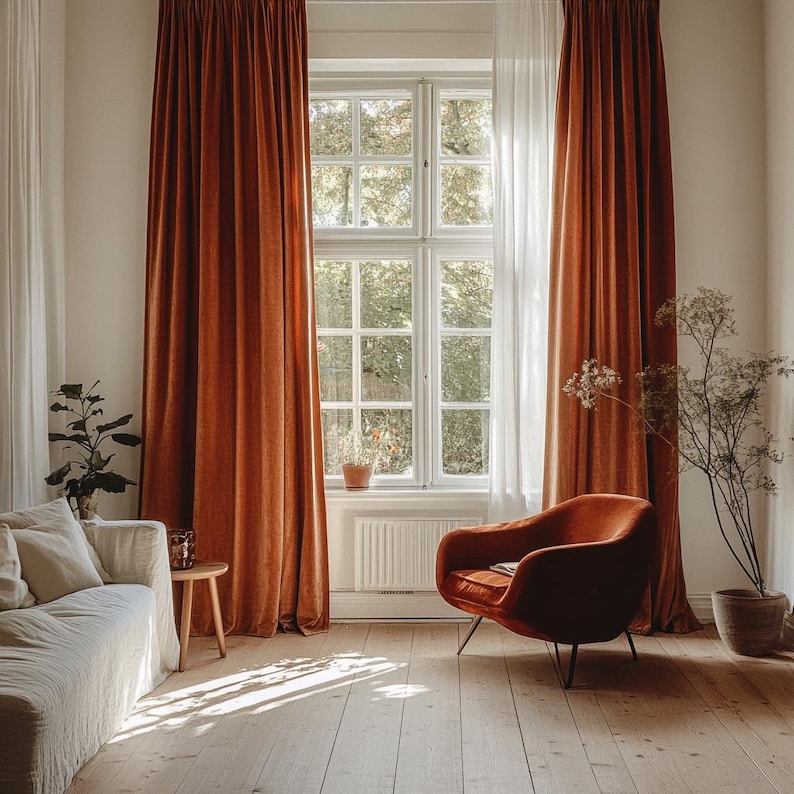 Gold Velvet Curtains for Living Room / Custom Curtains Bedroom / Beige