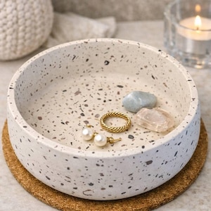 Terrazzo concrete bowl / Bonsai succulent bowl, Key jewelry candle holder / Outdoor home decor / Zen Planter pot / Fruit Coffee table tray