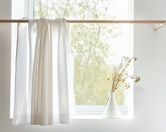 Cafe curtains for kitchen / Linen short curtains / Lace french country rod pocket / Rustic retro drapes / Farmhouse valance for bathroom