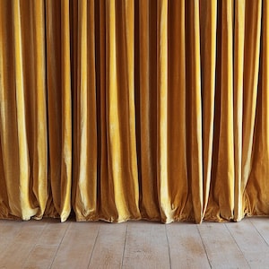 Gold Velvet curtains for living room / Custom blackout bedroom / Beige velvet curtain / Extra long drapes / Rich luxury velure curtain