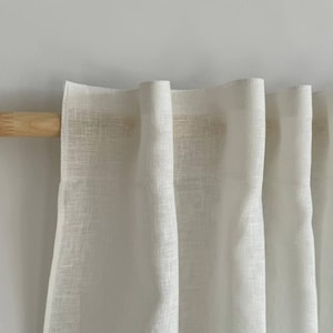 Linen kitchen cafe curtains / Custom pinch pleated short lace french country drapes / Modern sheer window panels / Farmhouse vintage valance
