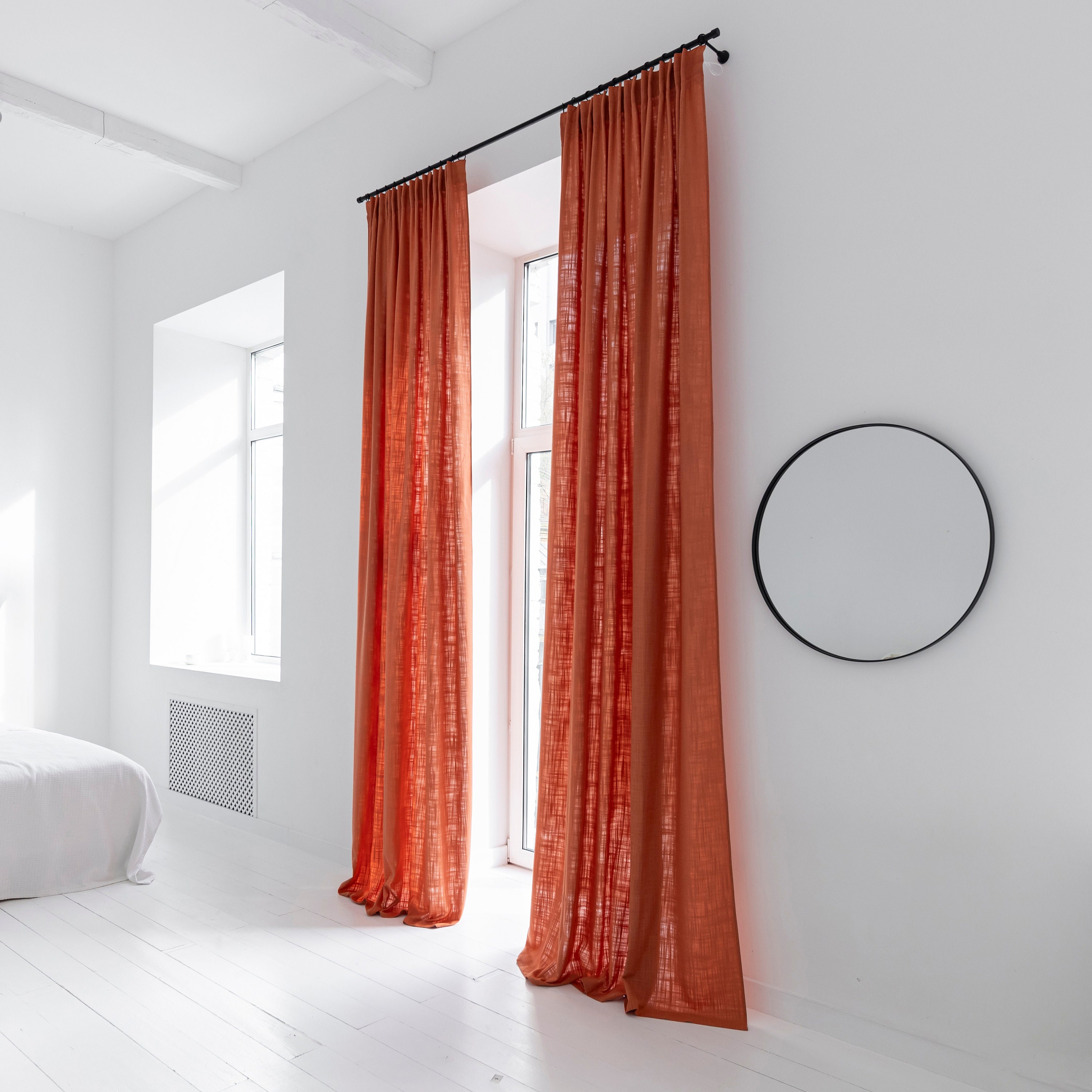 Burlap Curtains Living Room Farmhouse / Extra Long Drapes Farmstyle ...