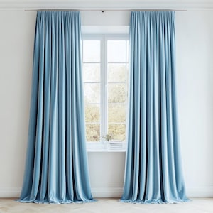 Dusty blue Velvet curtains living room / Custom blackout bedroom / Pale blue velvet curtain Extra long drapes / Rich luxury velure curtain