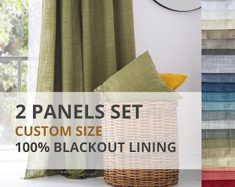 Custom blackout curtains bedroom / Pinch pleat burlap curtains nursery blackout / Blackout curtains for living room /2panel thermal curtains