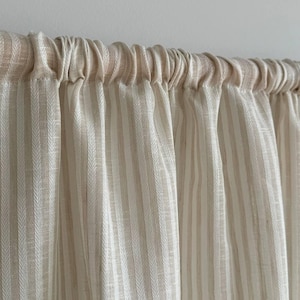 Custom Linen short curtain / Cafe curtains for kitchen / Lace french country curtains / Door sheer panel / Farmhouse valance for bathroom
