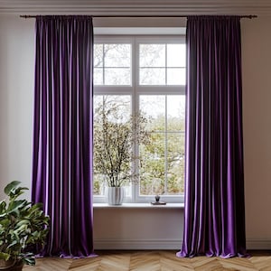 Lavendel Samt Wohnzimmer / Violette Luxus Verdunkelungsvorhänge Schlafzimmer / Fliederfarbene Fensterdekorationen / Dunkel Pflaume Vorhänge Bild 8