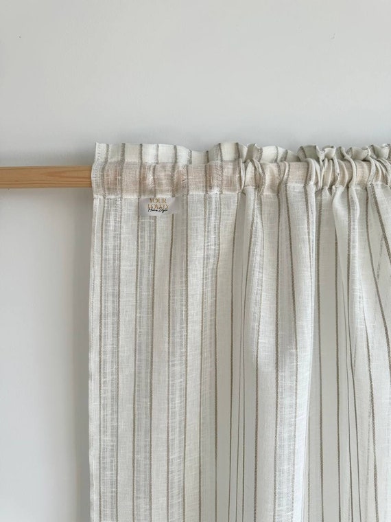Cafe curtains for kitchen / Linen short curtains / Pleated cafe curtains / Rod pocket curtains scandinavian / Lace retro curtains bathroom