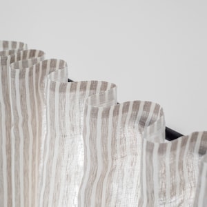 Linen lace curtains for living room / Kitchen sheer curtains stripes / French country sheer curtains / Farmhouse Tulle curtains 2 panels