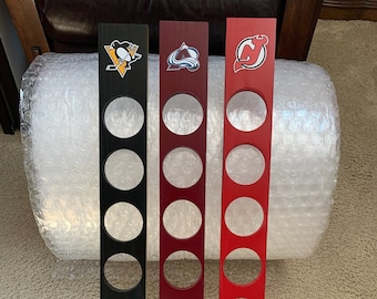 2-pack 8 Hockey Puck (Pick YOUR TEAM/Colors) VERTICAL Wall hanging Display