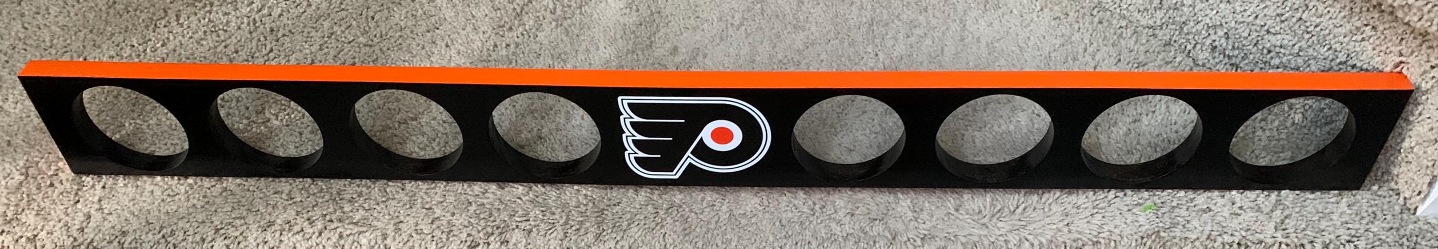 Présentoir mural horizontal pour 8 rondelles de hockey (choisissez votre équipe)