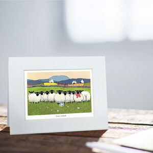 Man United Card | Thomas Joseph - Handmade in Ireland - Carte de vœux vierge - Mini Impression pour le cadrage - Sheep Design - 130mm x 110mm