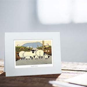 Rush Hour Card | Thomas Joseph - Handmade in Ireland - Blank Greeting Card - Mini Print For Framing - Sheep Design - 130mm x 110mm