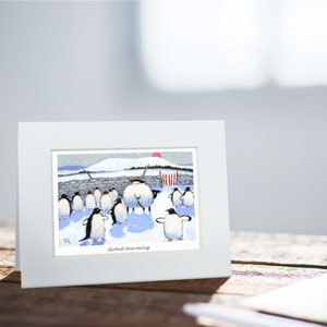 Global Warming Card | Thomas Joseph - handgefertigt in Irland - leere Grußkarte - Mini-Druck zum Einrahmen - Schafe Design - 130mm x 110mm