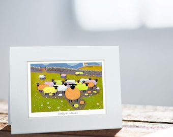 Dolly Mixtures Card | Thomas Joseph - Handmade in Ireland - Blank Greeting Card - Mini Print For Framing - Sheep Design - 130mm x 110mm