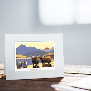 Highland Card | Thomas Joseph - Handmade in Ireland - Blank Greeting Card - Mini Print for Framing - 130mm x 110mm