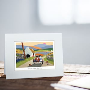 Formula One Card | Thomas Joseph - Handmade in Ireland - Blank Greeting Card - Mini Print For Framing - Sheep Design - 130mm x 110mm
