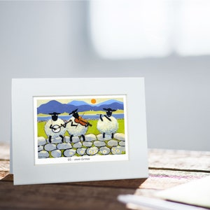 Country Muziekkaart | Thomas Joseph - Handgemaakt in Ierland - Blanco Wenskaart - Mini Print Voor Framing - Schapen Design - 130mm x 110mm