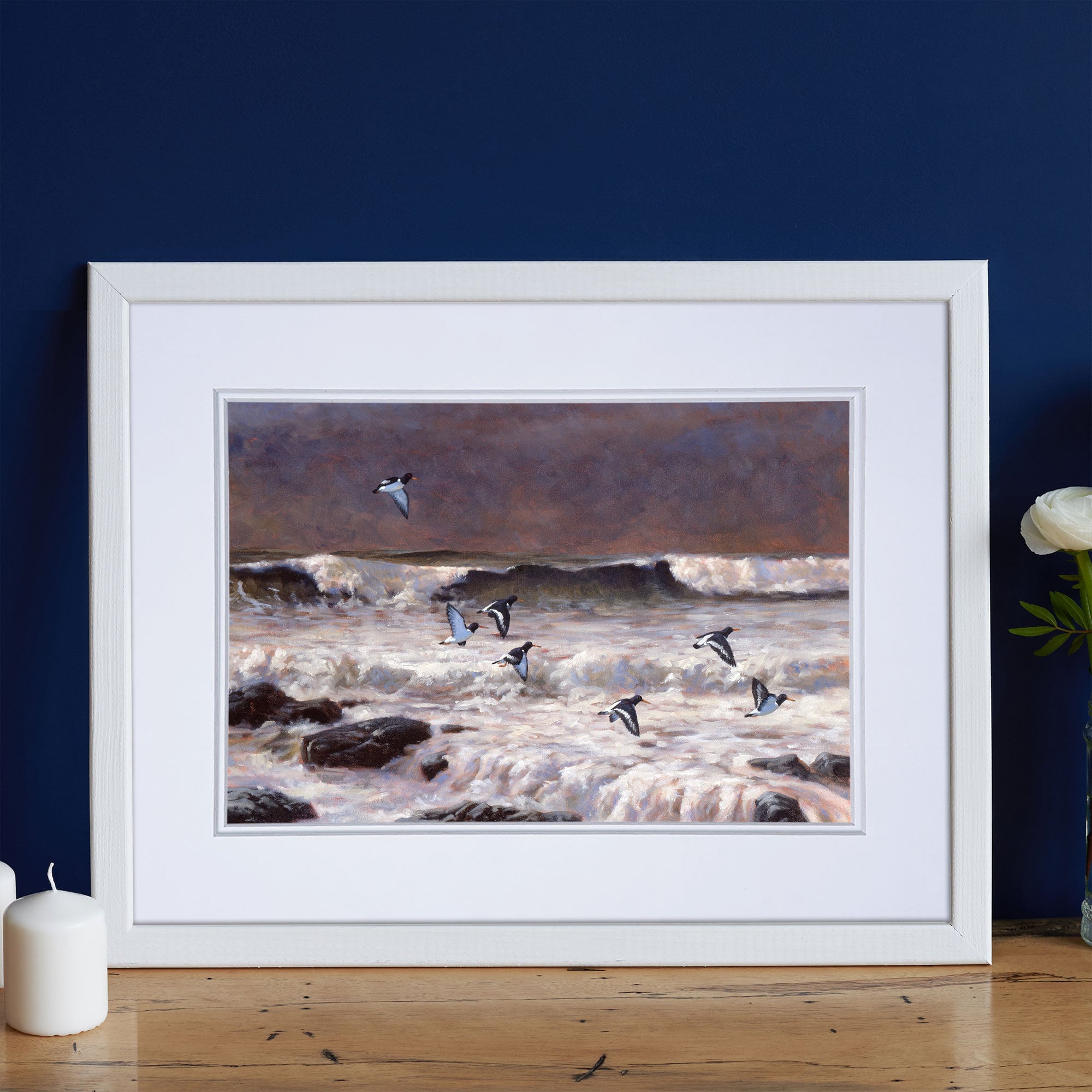 Oyster Catchers Bird Print Julian Friers Double Mounted British