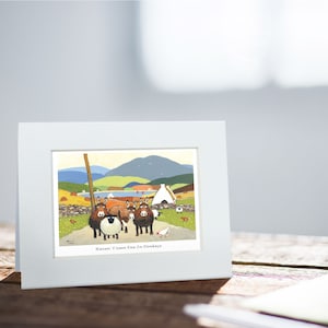 Donkey Card | Thomas Joseph - Handgemaakt in Ierland - Blanco Wenskaart - Mini Print Voor Framing - Schapen Design - 130mm x 110mm