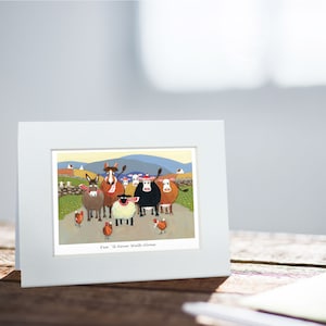 Liverpool FC Carte | Thomas Joseph - Handmade in Ireland - Blank Greeting Card - Mini Print For Framing - Sheep Design - 130mm x 110mm