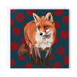 Fox Card | Leslie Gerry - Blank Greeting Card & Envelope - Printed in Ireland - British Artist - 120mm x 120mm