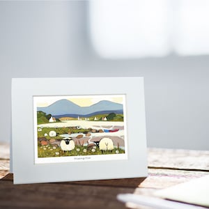 cartão faltante da ovelha | Thomas Joseph - Feito à mão na Irlanda - Cartão em branco - Mini impressão para moldura - Design de ovelha - 130 mm x 110 mm