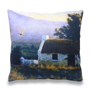 Short Eared Owl Cushion Cover | Julian Friers - Wildlife Artwork - Fine Art - 42cm x 42cm – Made in the UK - No Filler Included