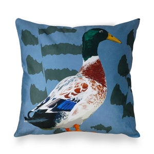 Duck Cushion Cover | Leslie Gerry - Animal Artwork - 42cm x 42cm – Made in the UK - No Filler Included