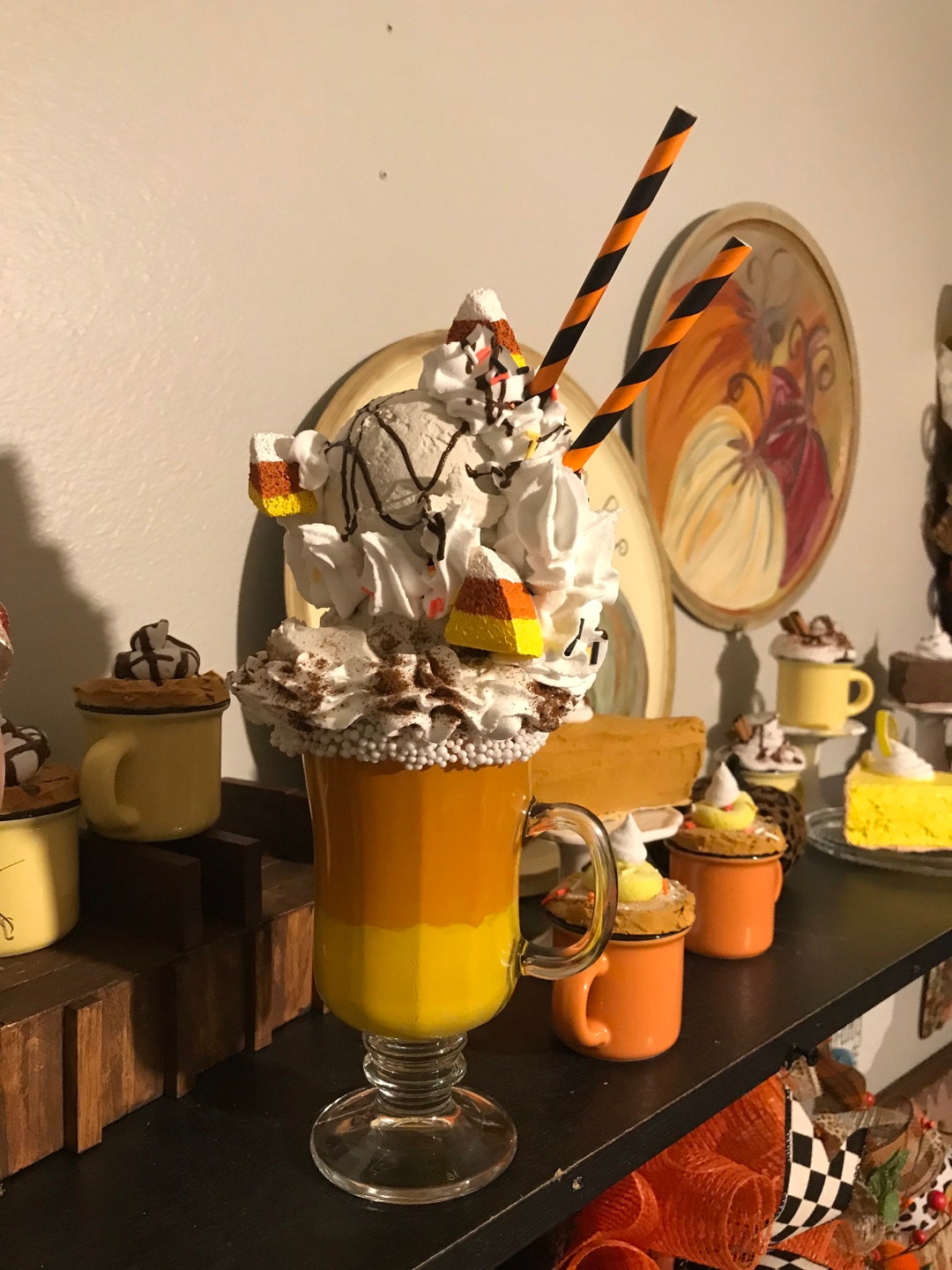 Candy Corn Ice Cream Float Fake Bakes Fall Candy Corn Ice - Etsy