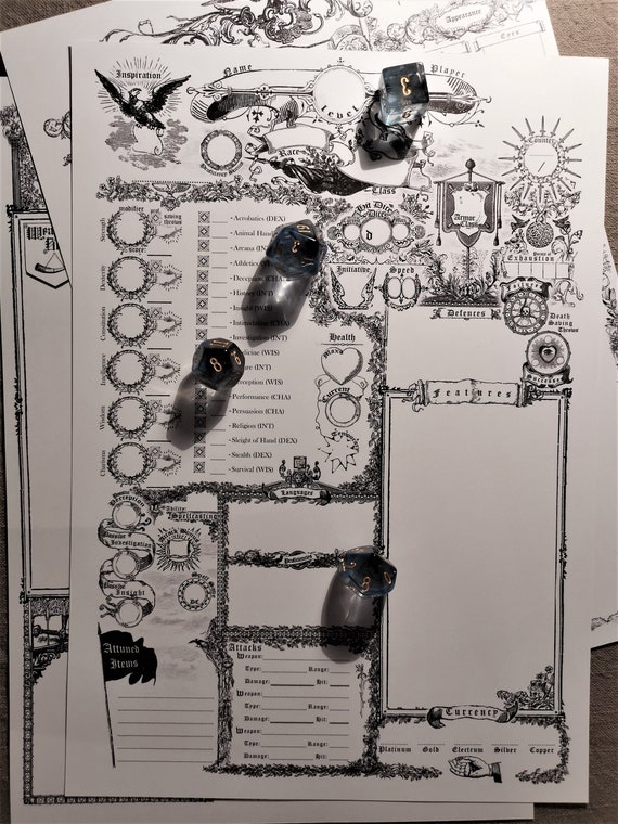 Gothic Vibes Character Sheet D D 5e Etsy