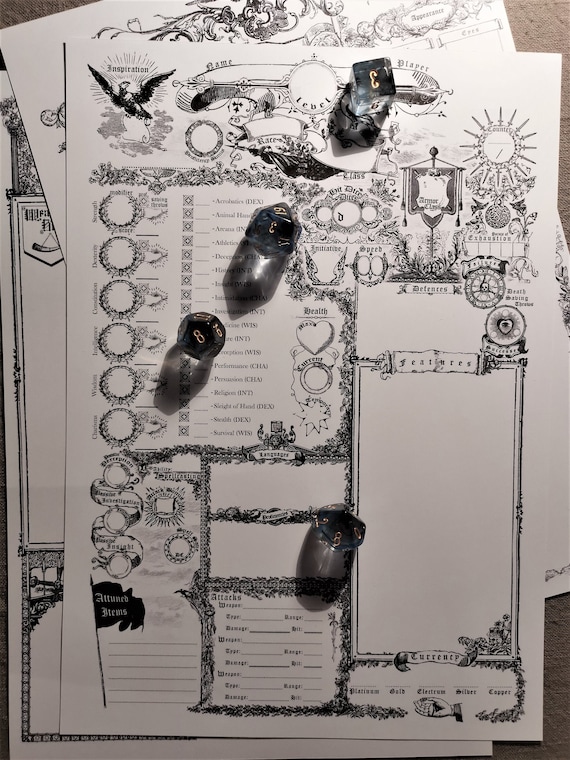 Gothic Vibes Character Sheet D D 5e Etsy