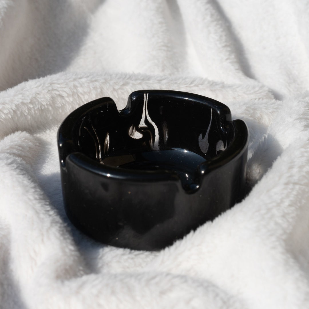 Black Flame Effect Ashtray Etsy