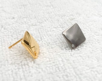 10mm Square Gold Plated Earring Posts: 316L Stainless Steel Findings