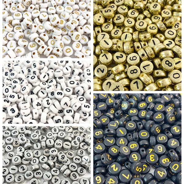 7*4mm number beads, Acrylic block beads, round coin beads, necklace and bracelet, jewelry supplies