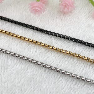 2mm Stainless Steel Square Box Chain: Venetian Necklace Jewelry Supply