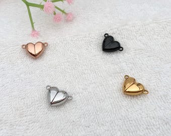 12mm Heart Magnet Clasps: Stainless Steel PVD Anti Tarnish Necklace Bracelet Connectors