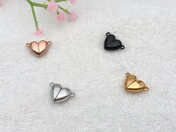 12mm Heart Magnet Clasps: Stainless Steel PVD Anti Tarnish Necklace Bracelet Connectors