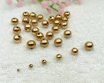 Gold Stainless Steel Round Spacer Beads, PVD Anti-Tarnish Jewelry Findings