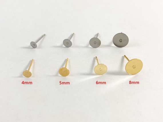 Hypoallergenic 316L Stainless Steel Flat And Blank Earring Posts, Jewelry Supplies