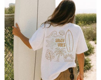 Salty Vibes-svg | Strand-SVG | Shirtontwerp zomervakantie | Kust citaat gesneden bestand | Cricut & silhouet | Strandleven, png-bestand | Oceaanliefhebber