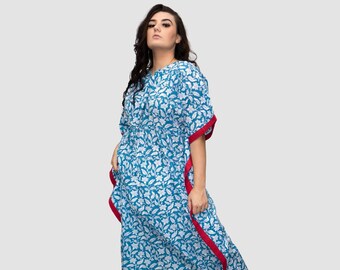 easy to wear Beach wear Spring Summer Wardrobe Maternity wear Cotton Dress With Beautiful Floral print Hand Block print Cotton caftan