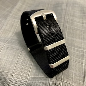 Black Nylon Watch Strap / Premium Seat Belt Nylon 20mm Watch Band or 22mm Watch Strap / Black Nylon Watch Band / Vegan