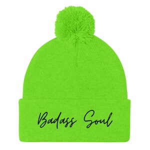 Badass Soul Pom-Pom Beanie, Pom-Pom Beanies for Women, Winter Hats for Women, Beanies for Women