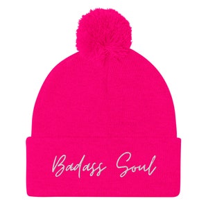 Badass Soul Pom-Pom Beanie, Beanies for Women, Badass Beanie, Gifts for Women