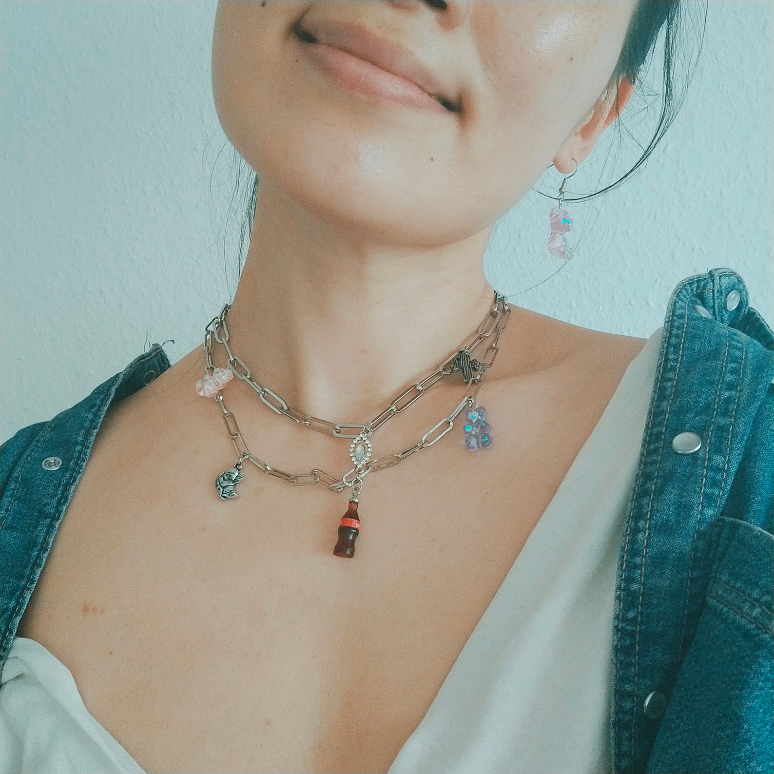 Y2k necklace chain silver 2000er necklace multilayer Etsy