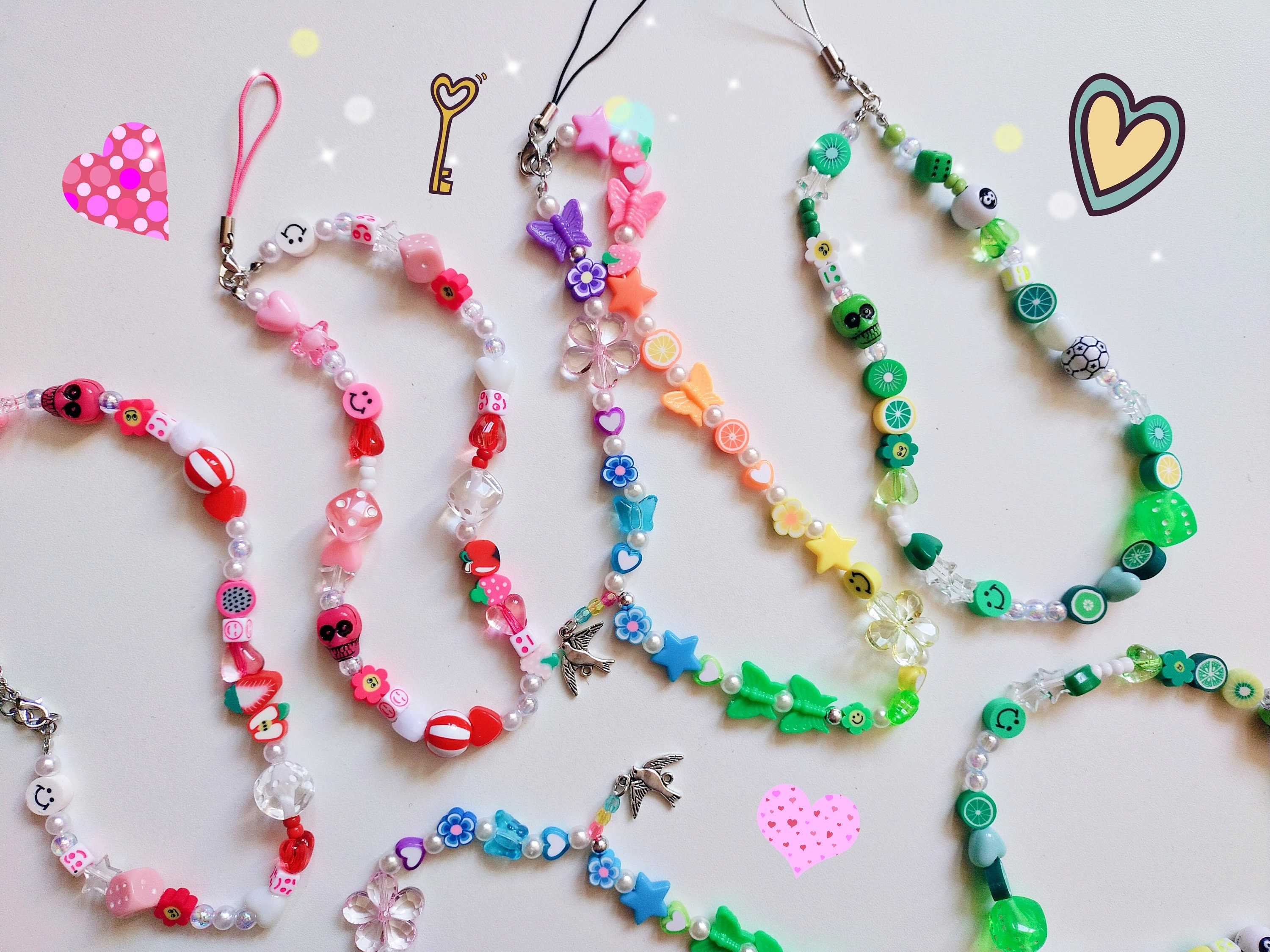 Special Price Now 90s Handy Charm, beaded phone chain, y2k phone 