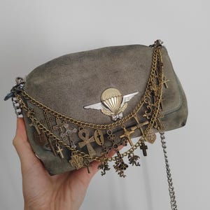 Sac baguette gothique Y2K fait main et recyclé